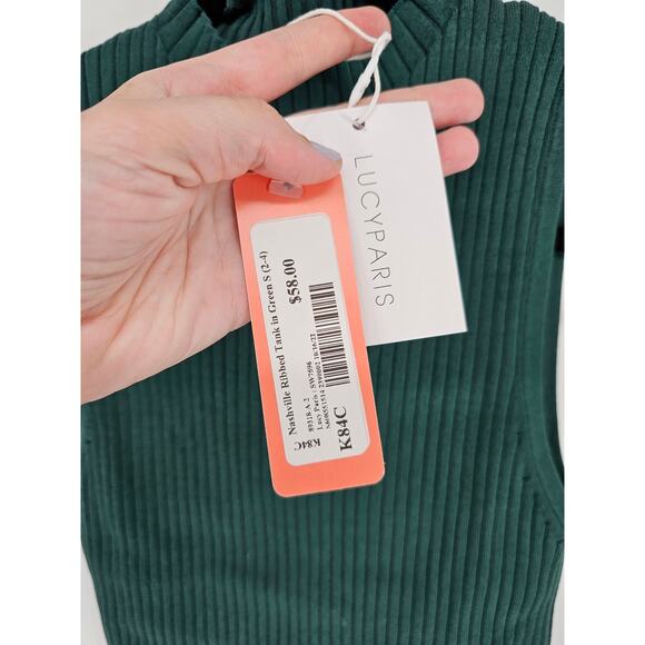 Lucy Paris Women's Green  Mock-Neck Nashville Ribbed Tank Sweater Size S - Picture 4 of 6
